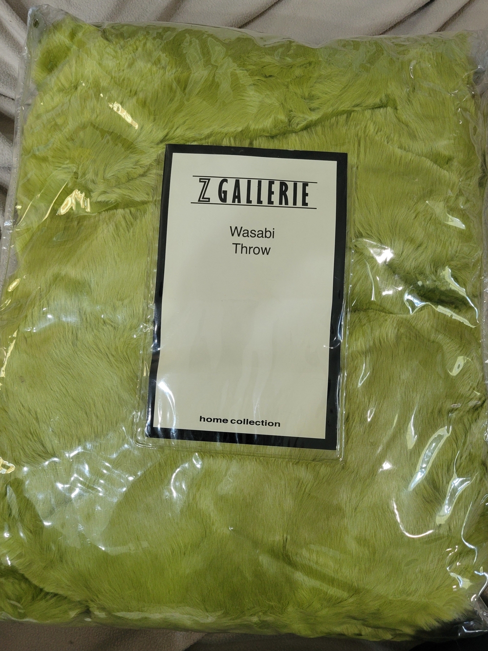 Vintage Z Gallerie Wasabi Faux-Fur Throw - Green